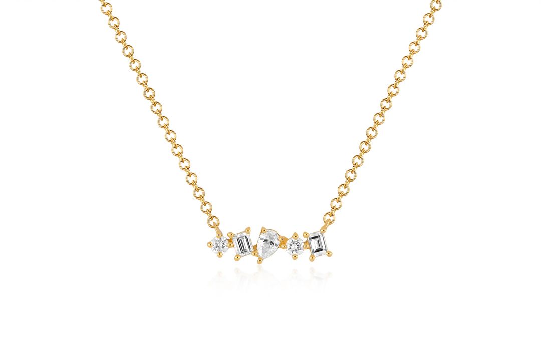 Diamond Multifaceted Mini Bar Necklace