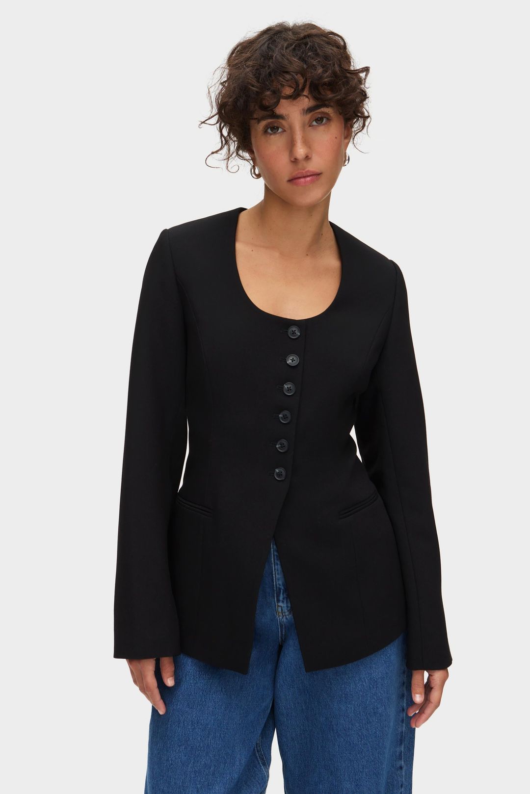 Daphne Scoop Neck Waisted Blazer #2