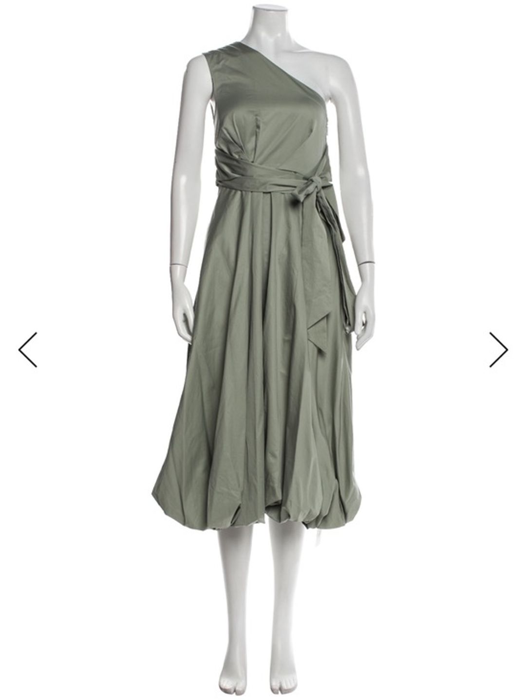 One-Shoulder Midi bubble dress in Sage