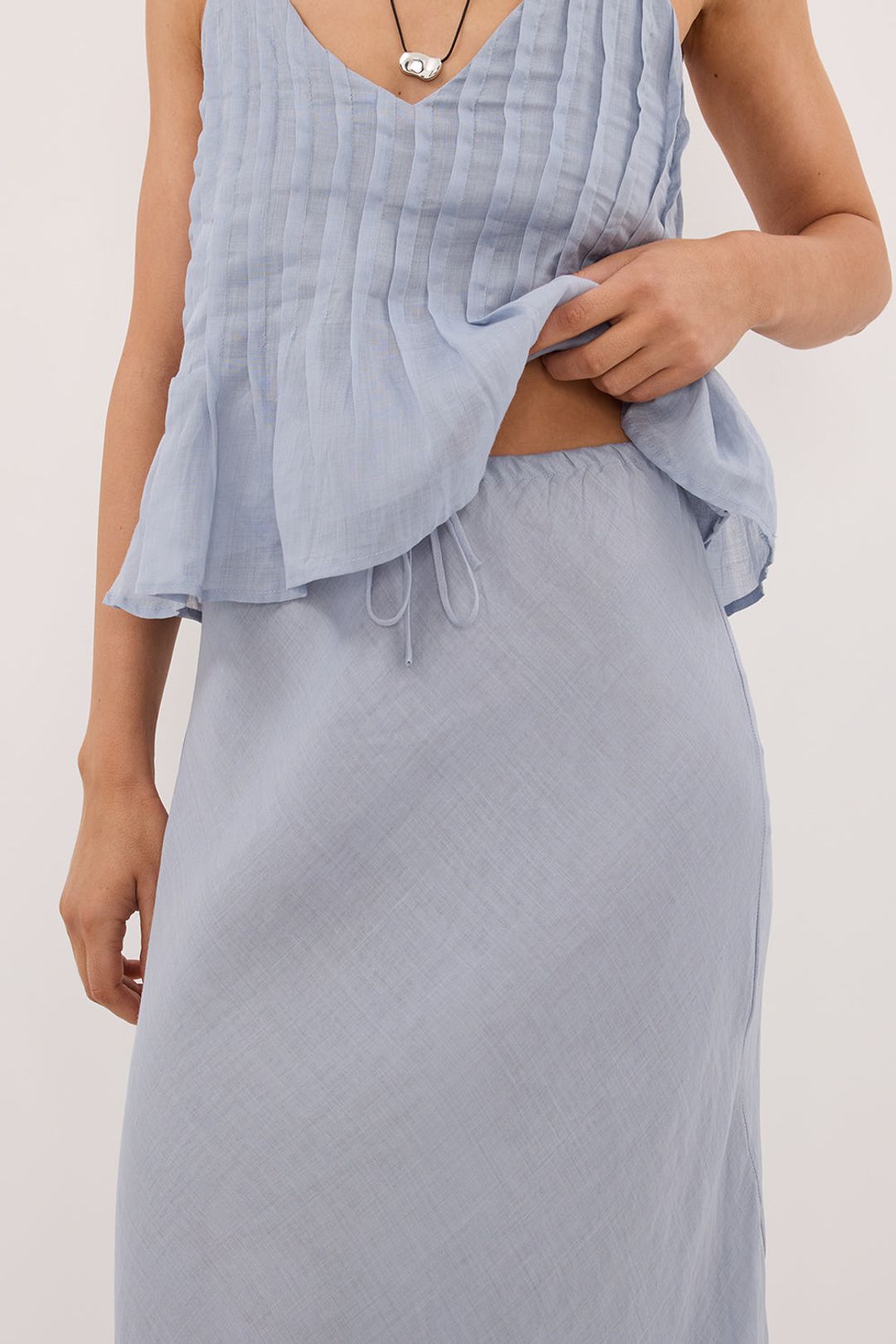 MAISON DUSTY BLUE RAMIE BIAS MAXI SKIRT #5