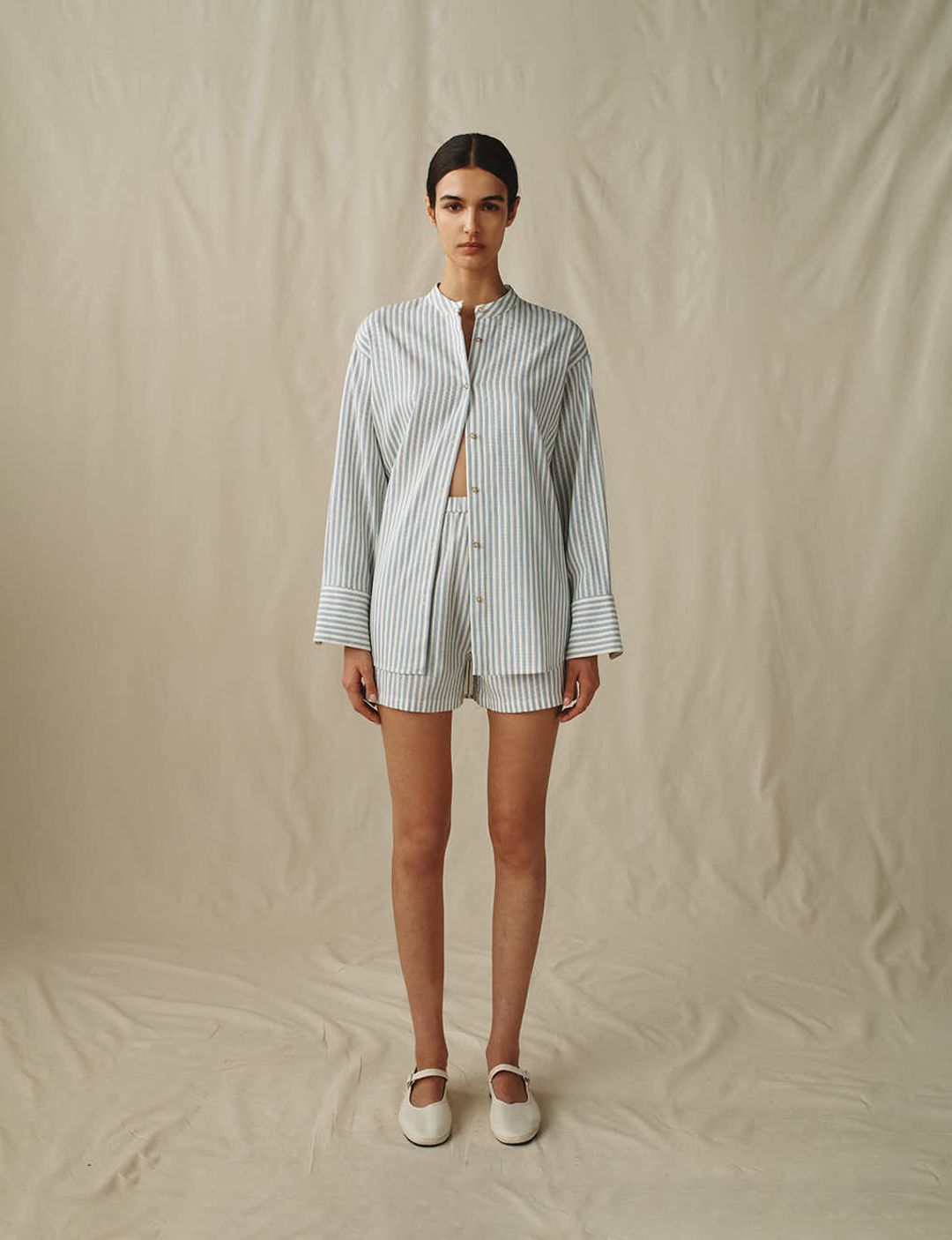 The Beach Shorts In Pointelle Stripe