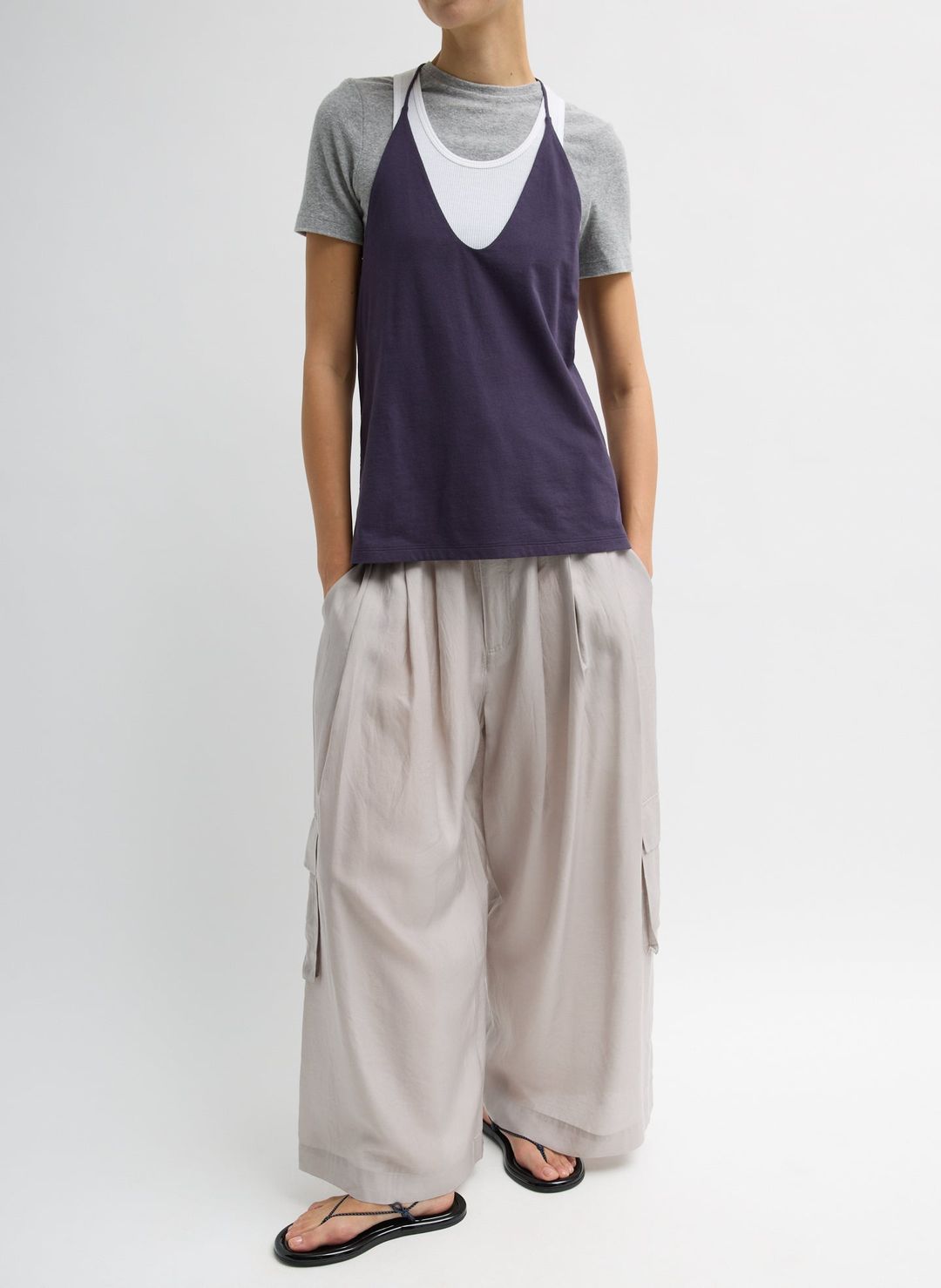 Silk Voile Cargo Triple Pleat Pant #7