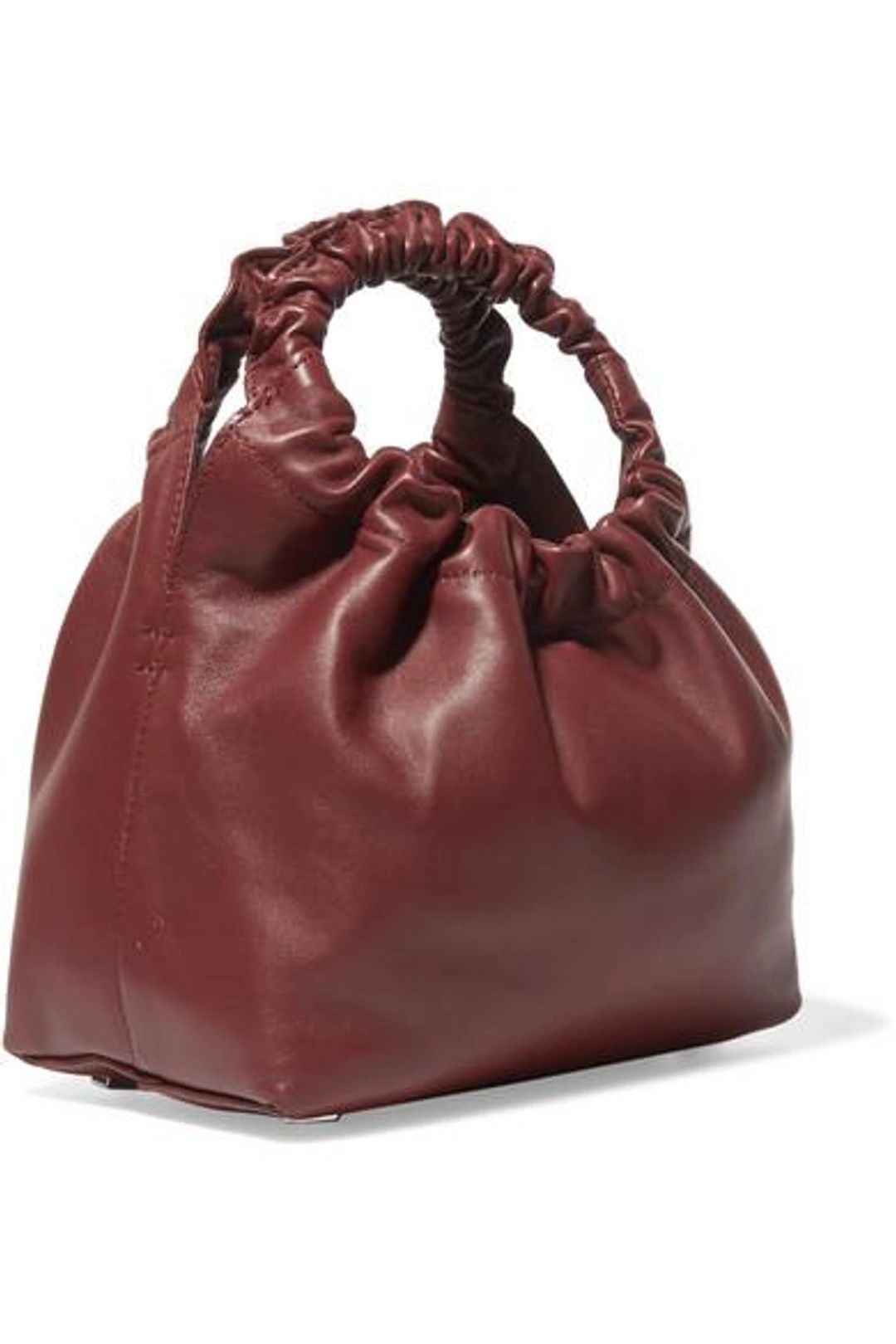 Double Circle Small Leather Tote In Burgundy #5