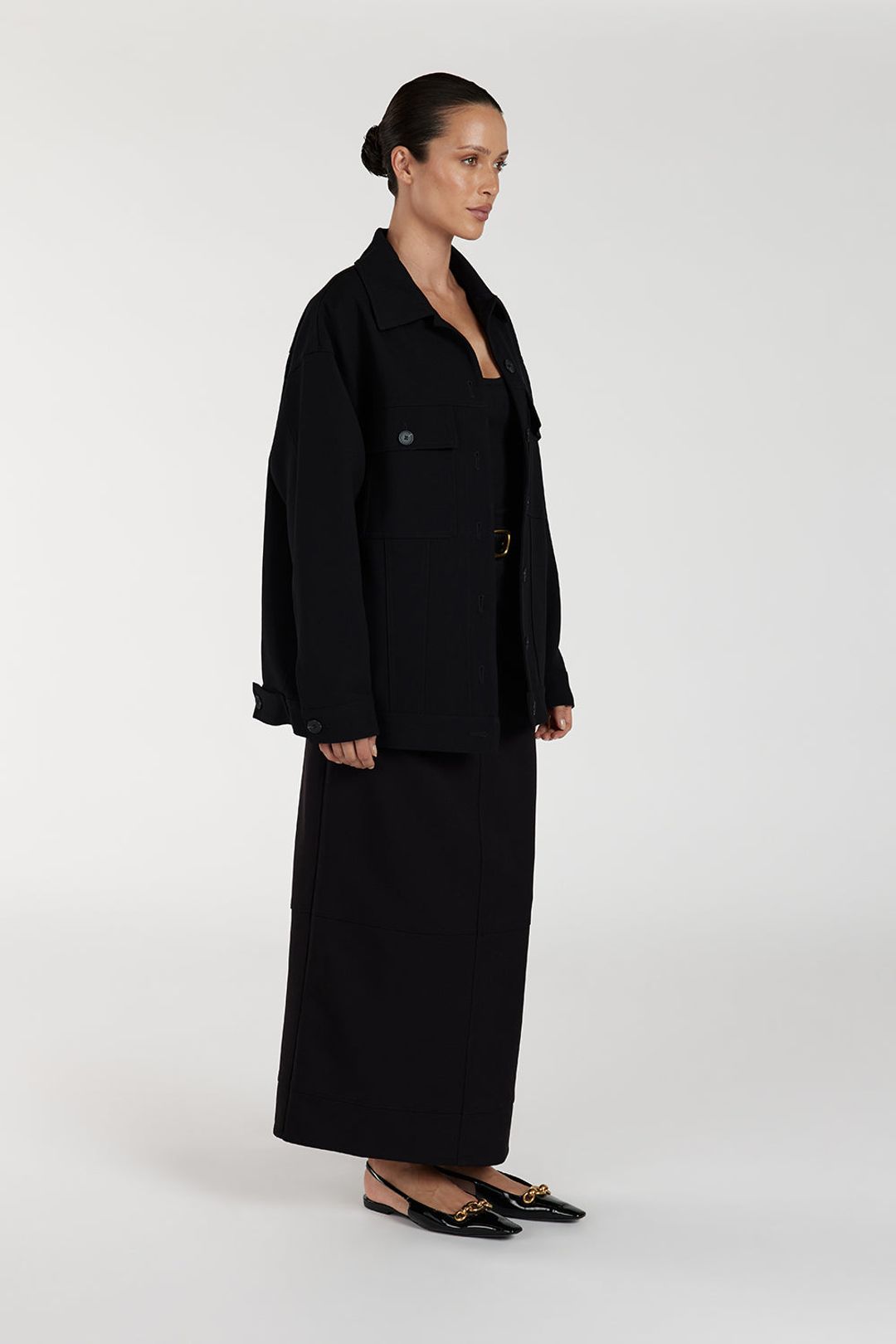 JIL BLACK TAILORED TRUCKER JACKET #3
