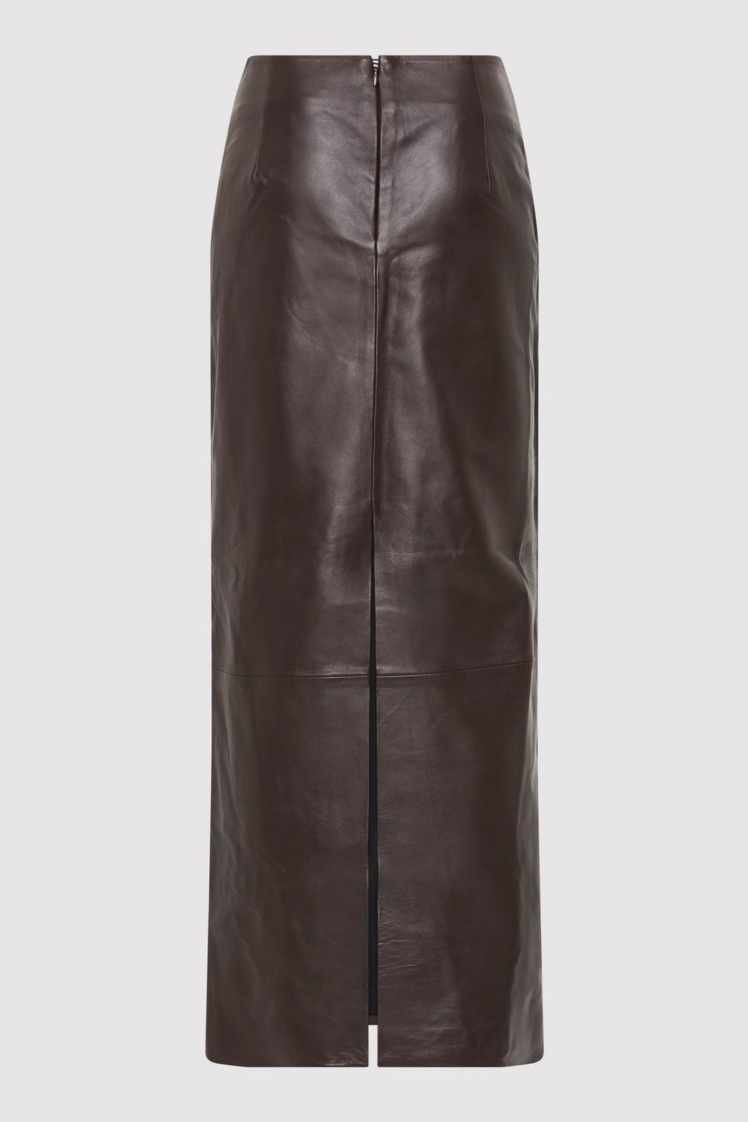 Leather Column Skirt - Chocolate #7