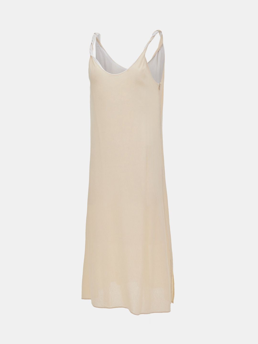 Twist Straps Dress, Ecru Beige