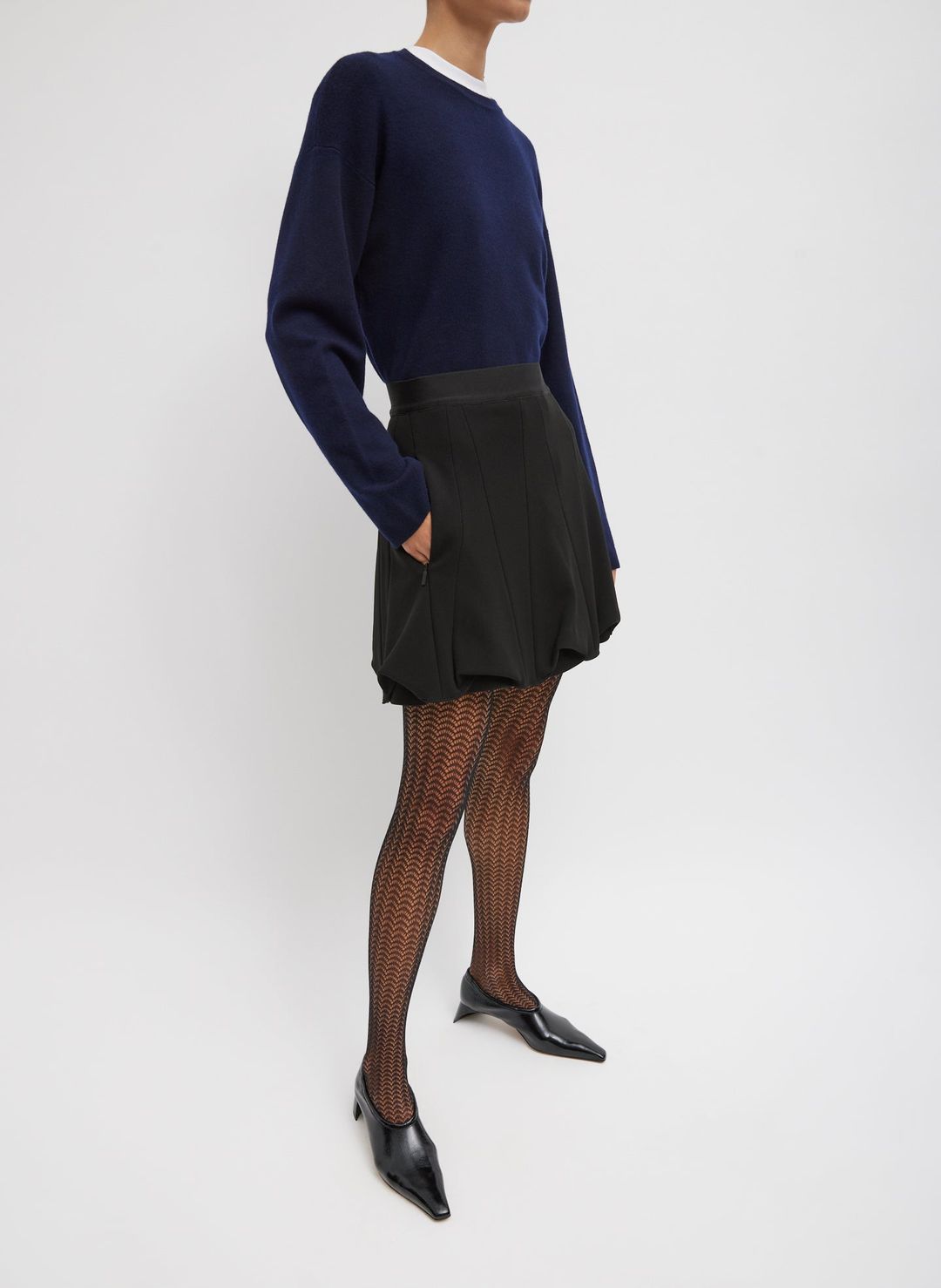 Wren Crepe Knit Short Tucked Skirt #5