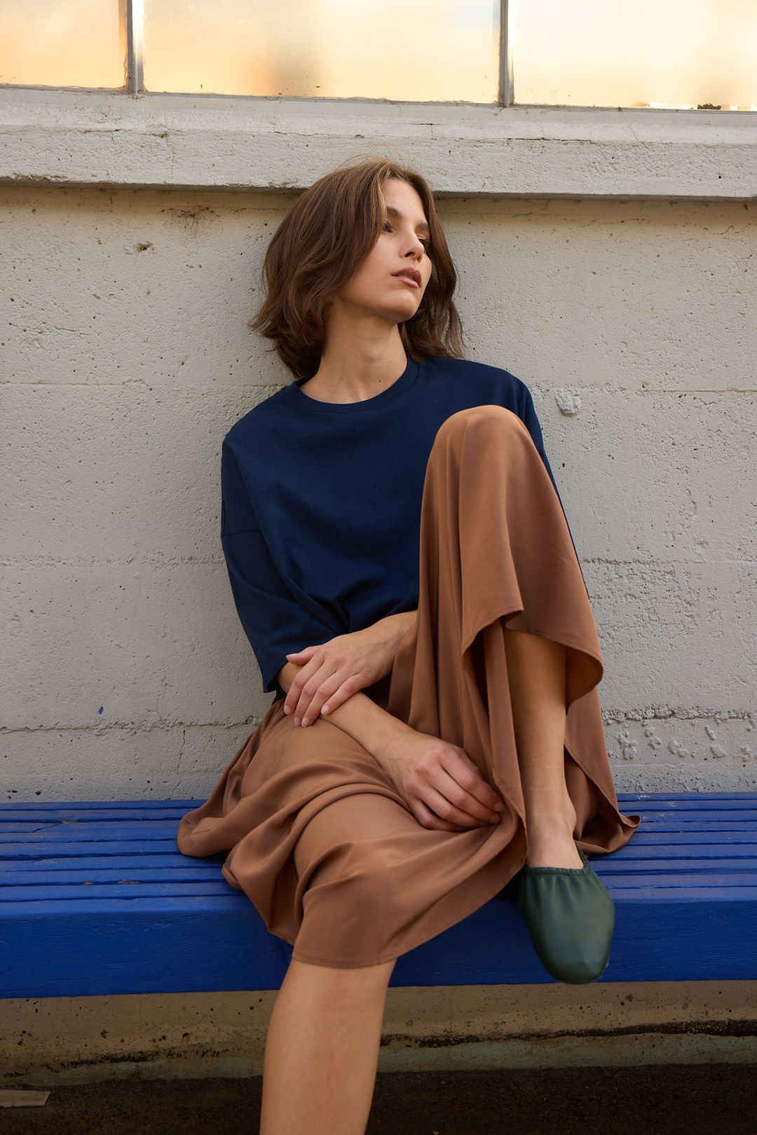 The Midi Swing Skirt in Clay #11