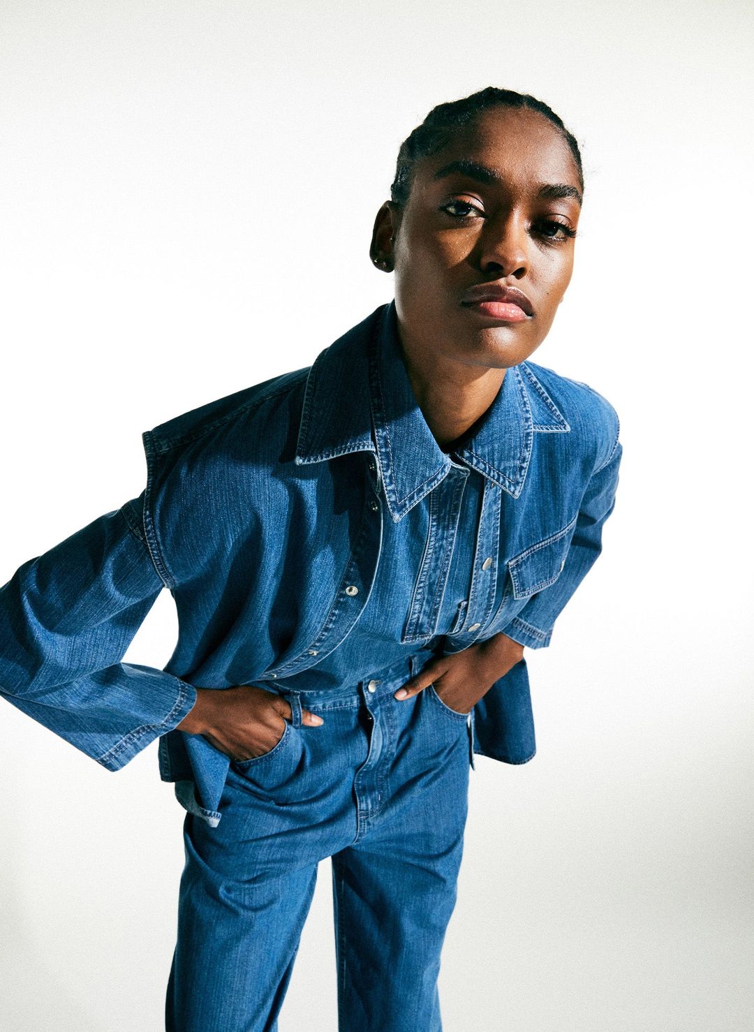 Stone Washed Denim Sleeveless Easy Shirt #2