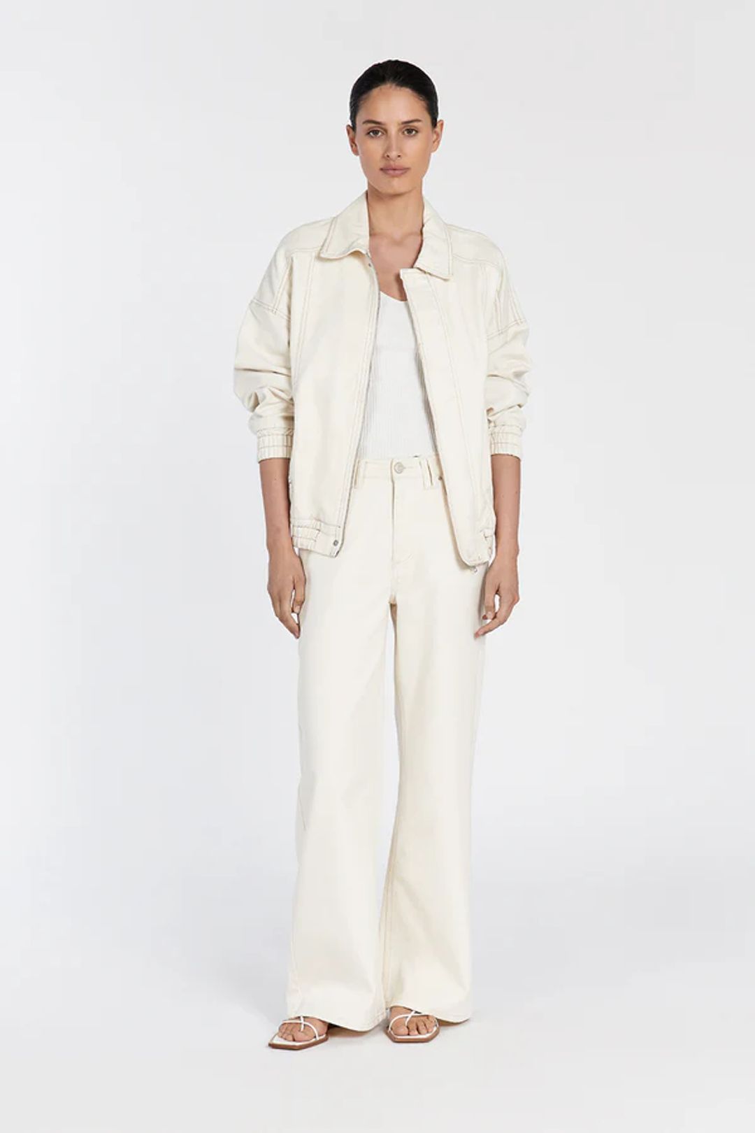 MABEL CREAM DENIM BOMBER JACKET #7