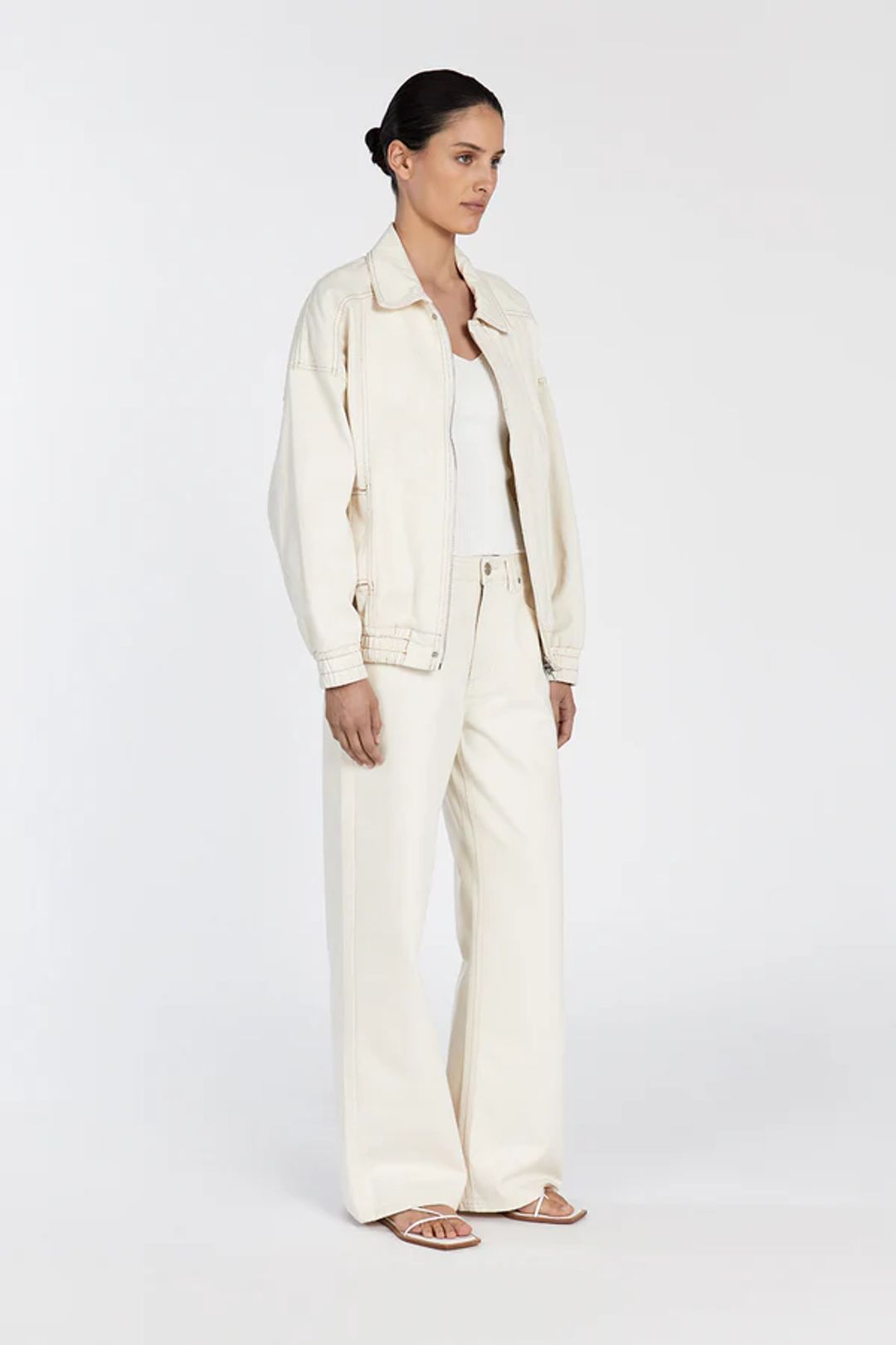 MABEL CREAM DENIM BOMBER JACKET #5