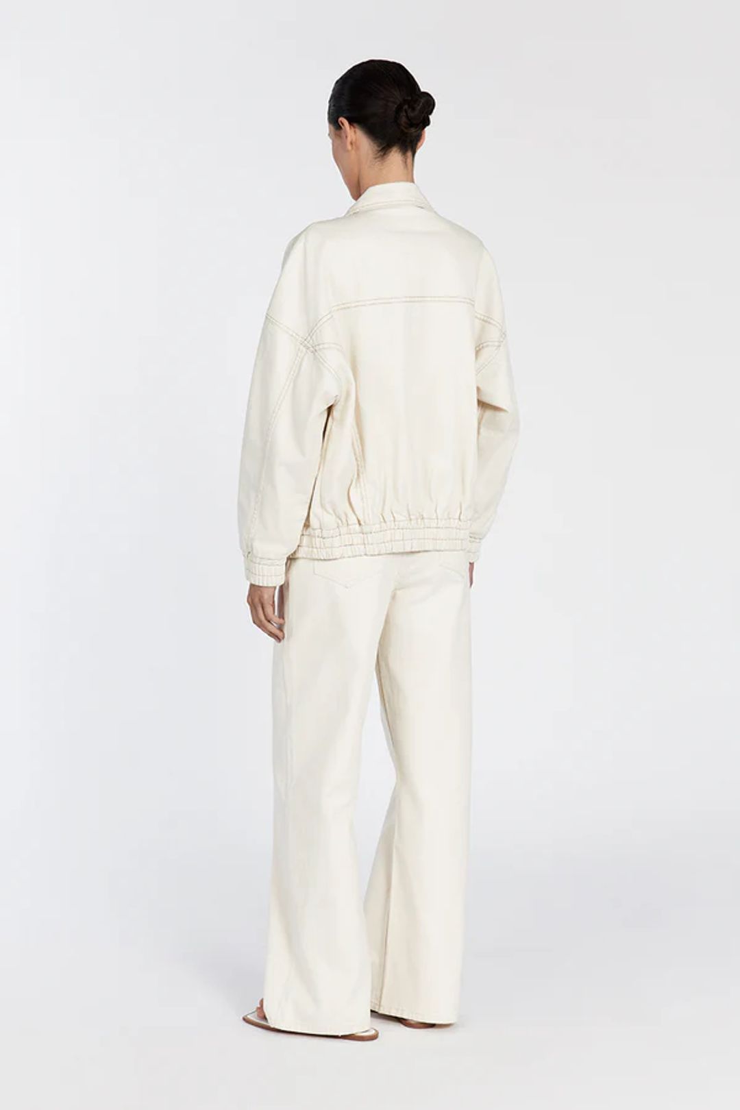 MABEL CREAM DENIM BOMBER JACKET #4