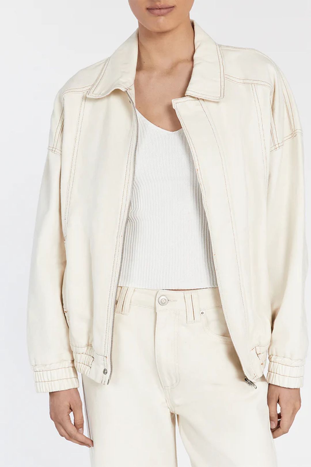 MABEL CREAM DENIM BOMBER JACKET #3