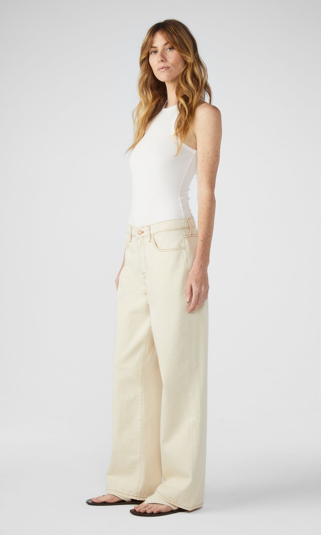 Ms. Sparrow Mid-Rise Baggy Jean - Off White #5