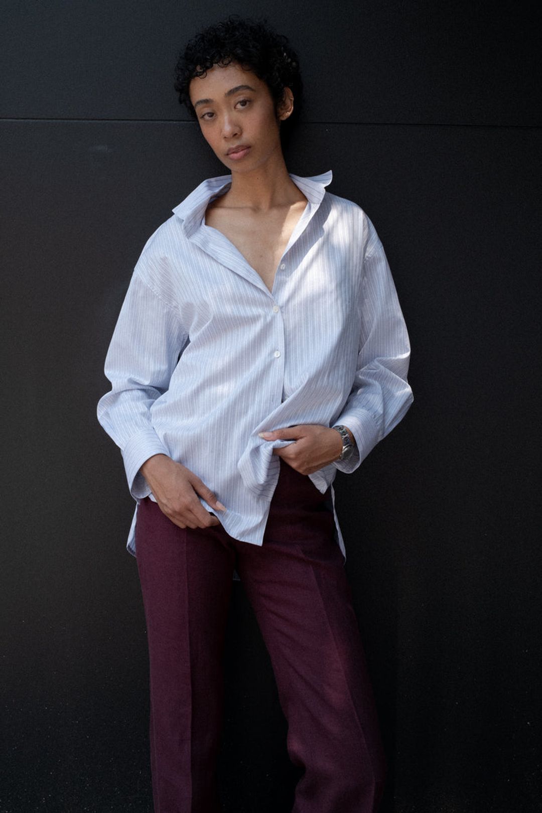 OVERSIZED SHIRT IN SILKY CLOUD STRIPE