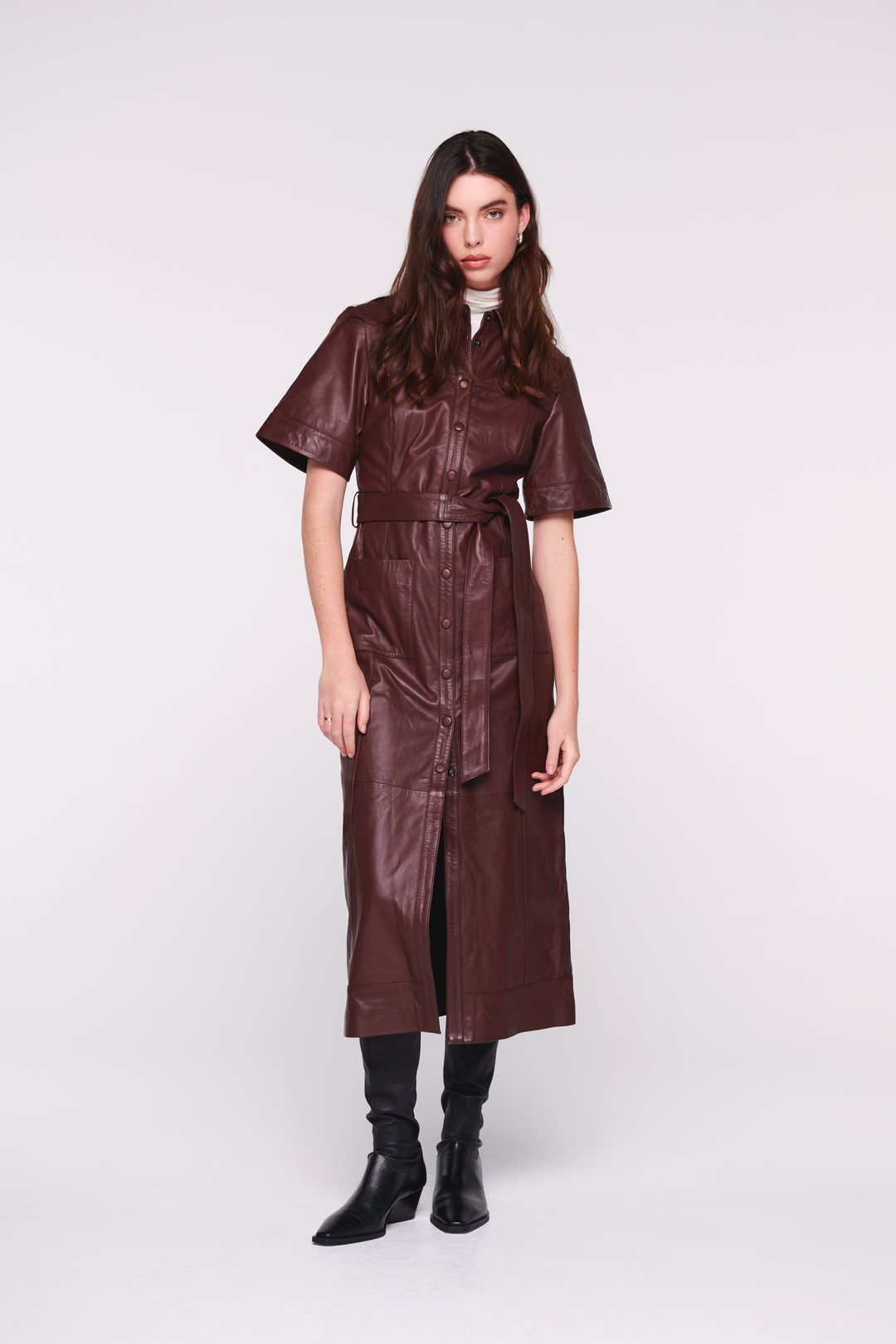 Gitty Leather Shirt Dress