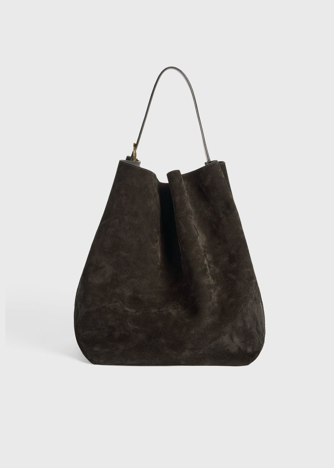 Belted suede tote pepper