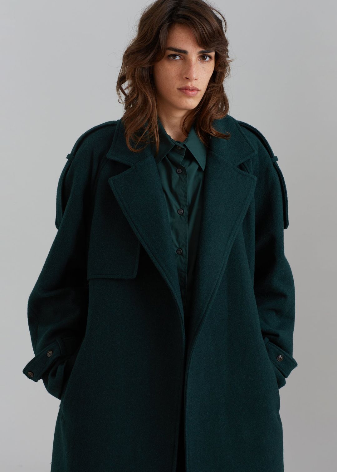 Suzanne Wool Trench Coat - Bottle Green #3