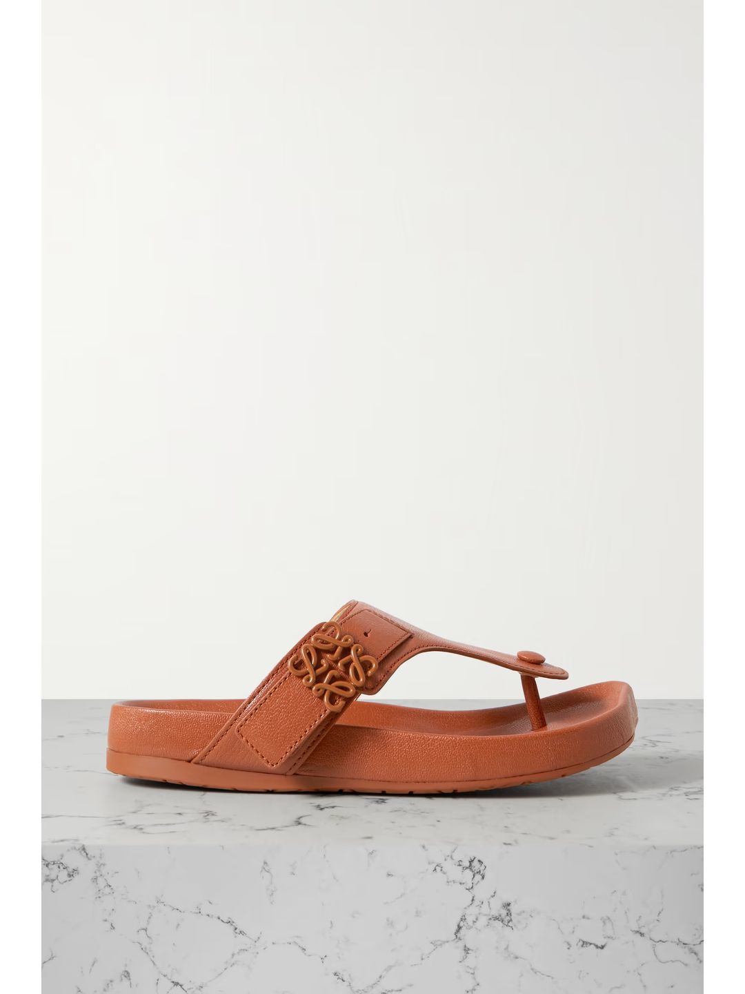 Ease embellished leather flip flops in Tan