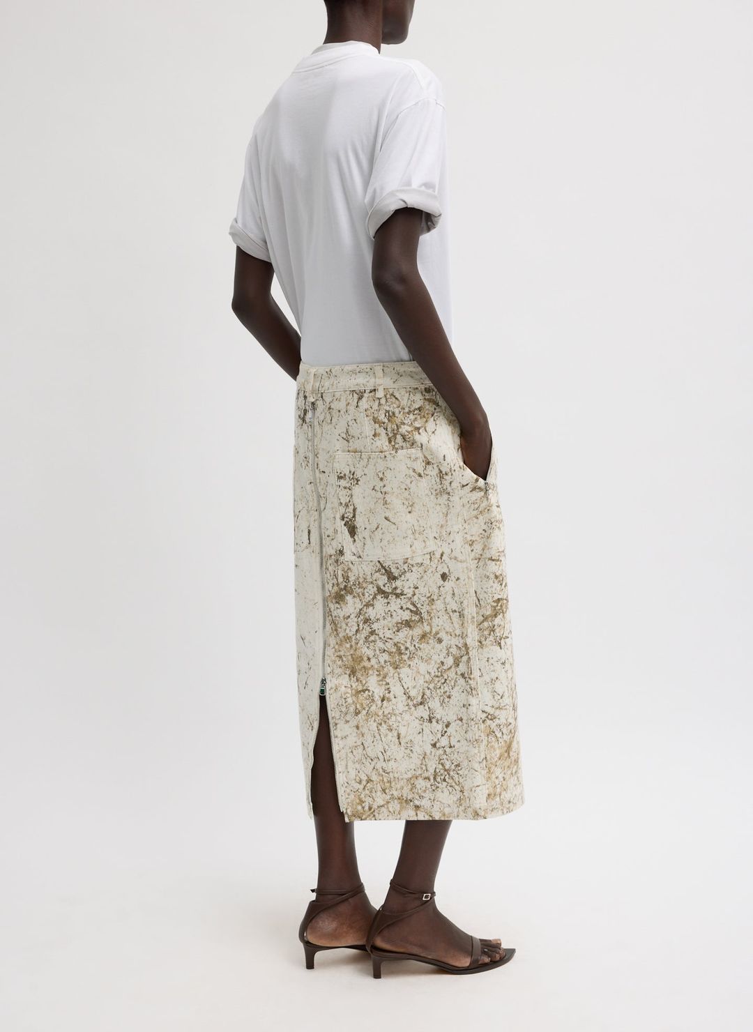 Calcimin Denim Midi Trouser Zip Skirt #4