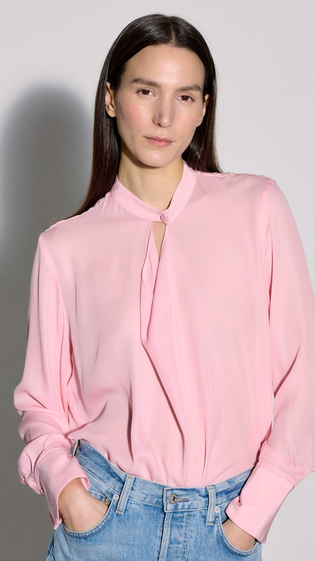 Cowl Neck Blouse in Double Georgette | Soft Pink #7