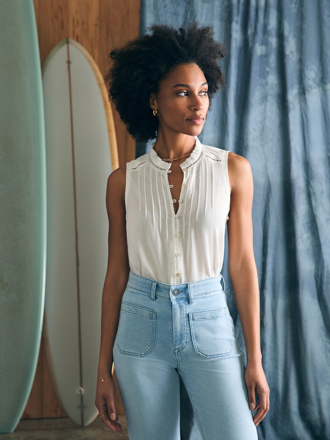 Willa Sleeveless Top - White #3