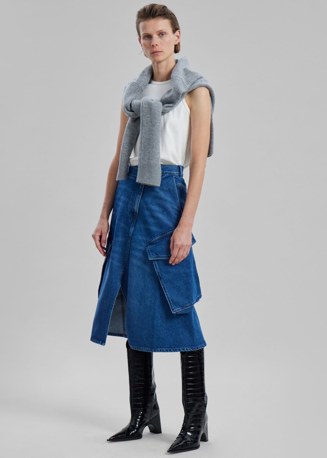 JW Anderson Cargo Midi Denim Skirt - Blue #5