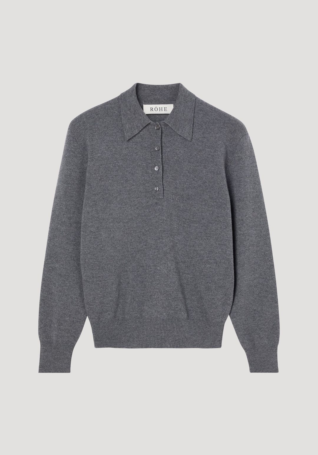 Compact knitted polo | mid grey melange #6