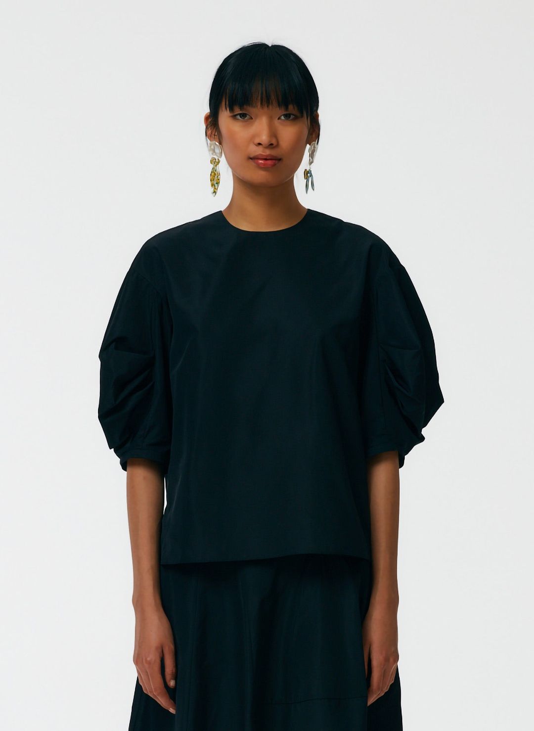 Italian Sporty Nylon Pleat Sleeve Top