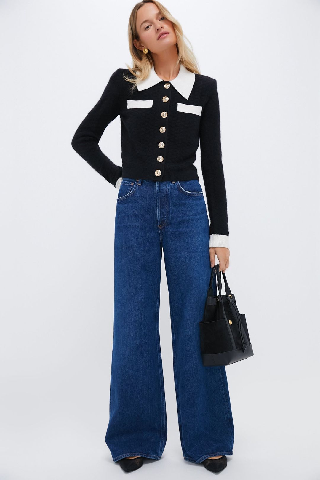 Black Textured Cardigan