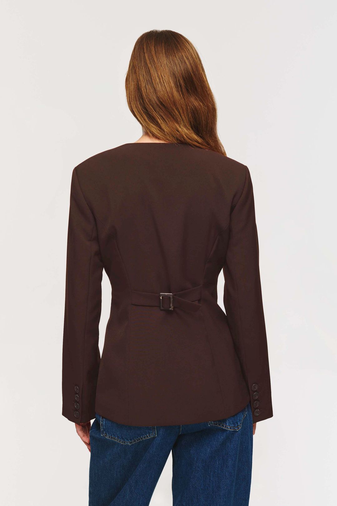 Daphne Scoop Neck Waisted Blazer #4