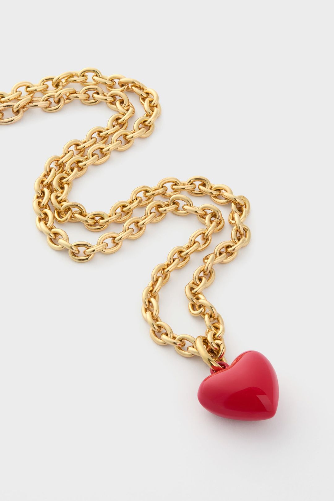 Gold and Cherry Red Mini Happy Heart Necklace #4