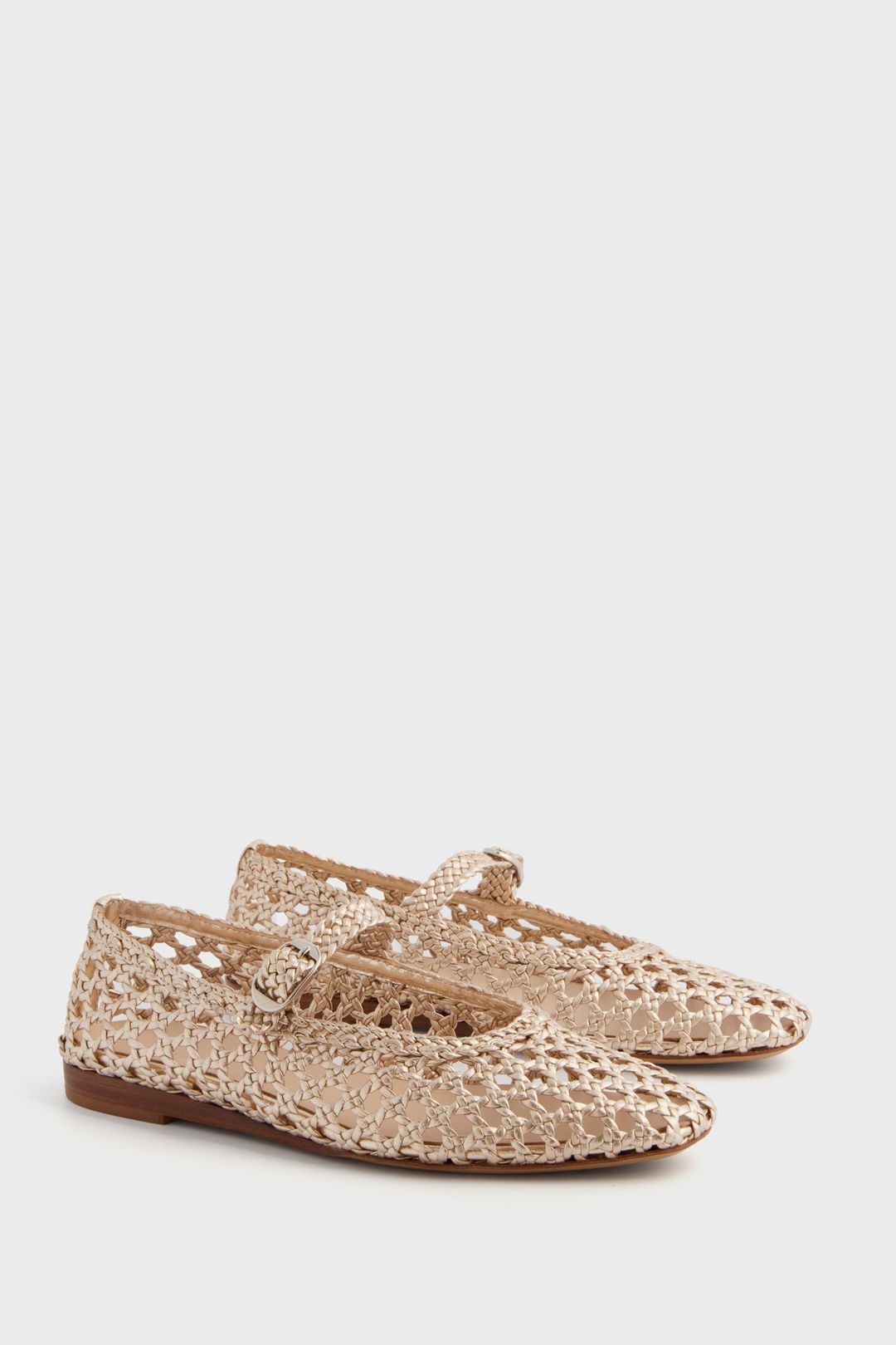 Gold Woven Mary Jane Flats #4