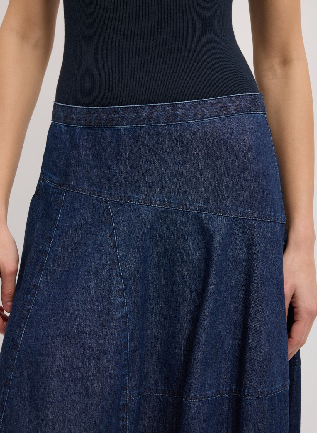 Light Weight Indigo Denim Asymmetrical Balloon Skirt #10