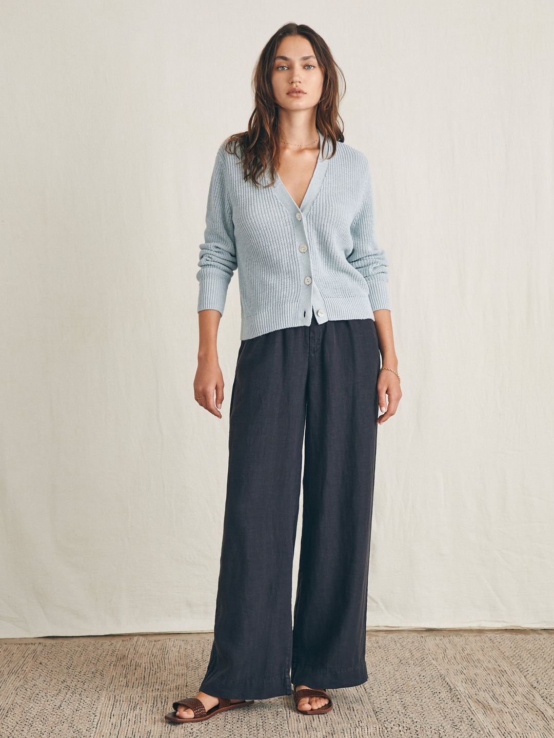 Miramar Linen Cardigan - Chalk Blue #4