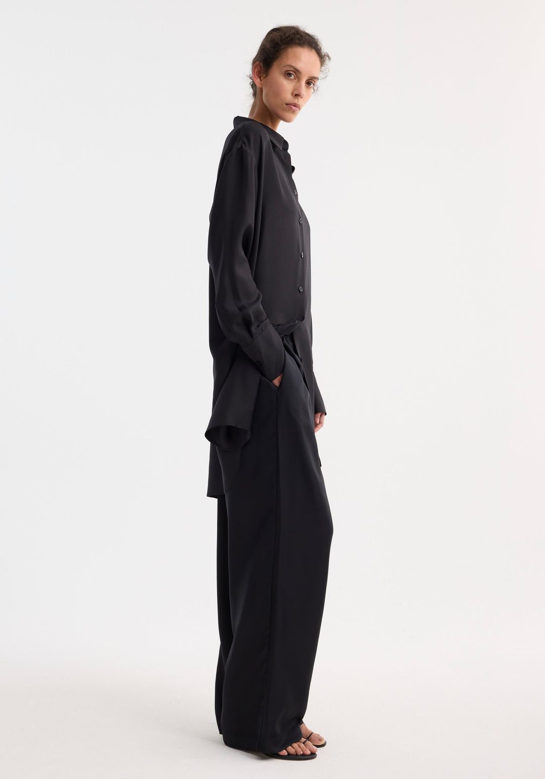 Signature elongated silk shirt | black #3