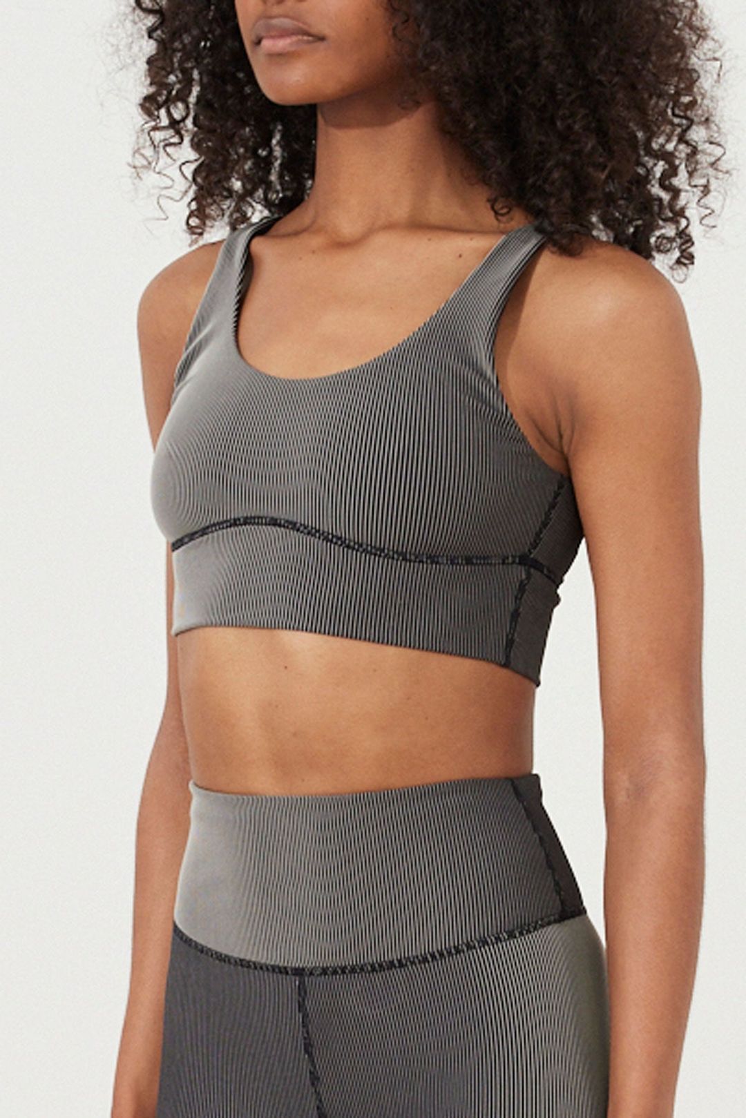 Stripe Rib Crop Top - Black #3