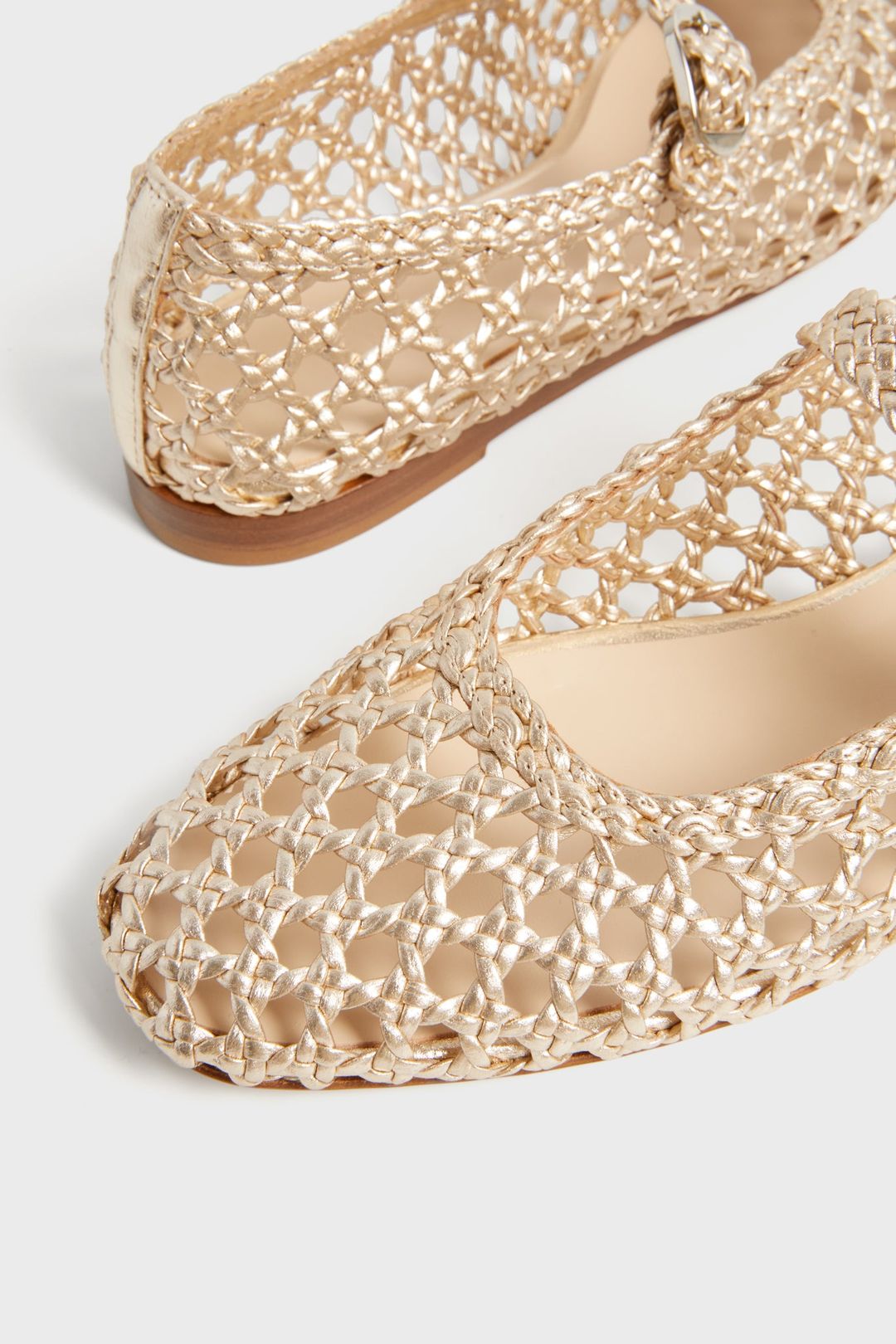 Gold Woven Mary Jane Flats #5