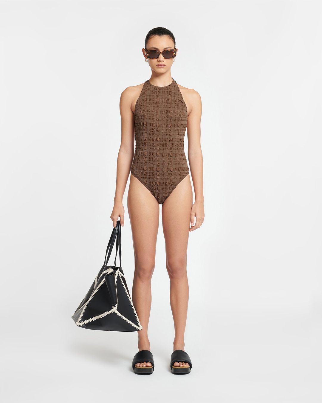 Irina - Seersucker Bodysuit - Dark Brown