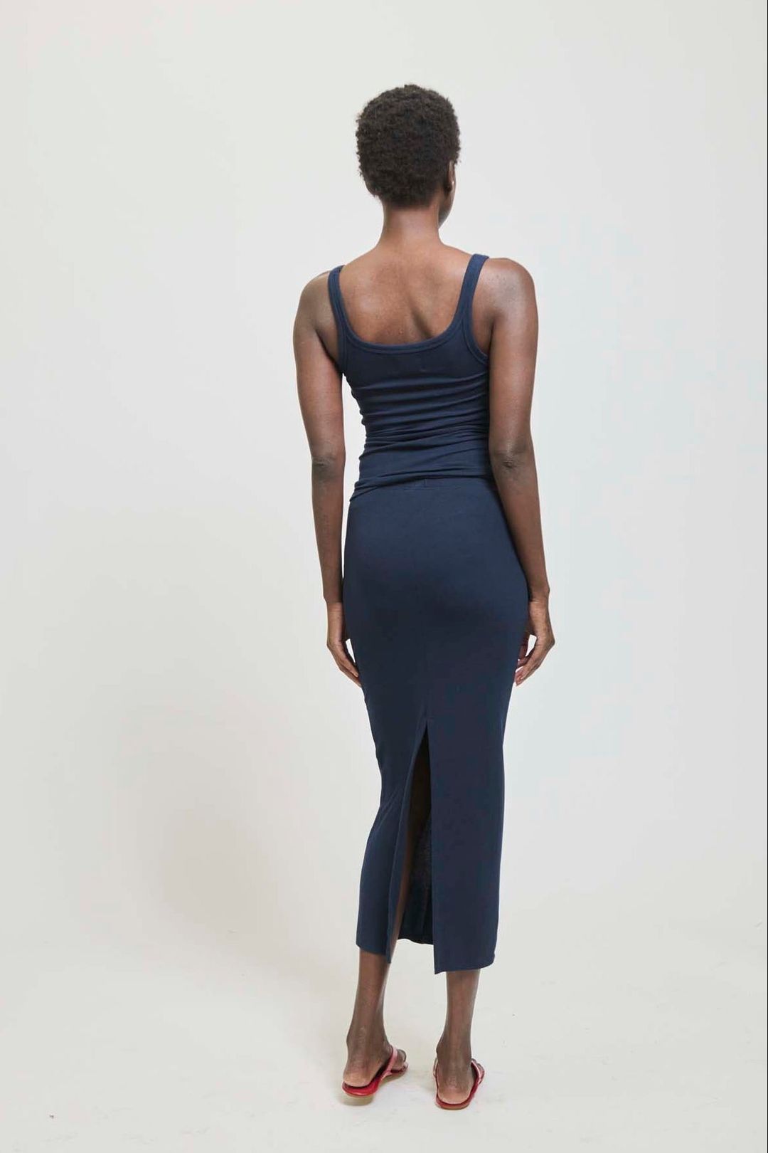 The Rib Pencil Skirt in Navy #3