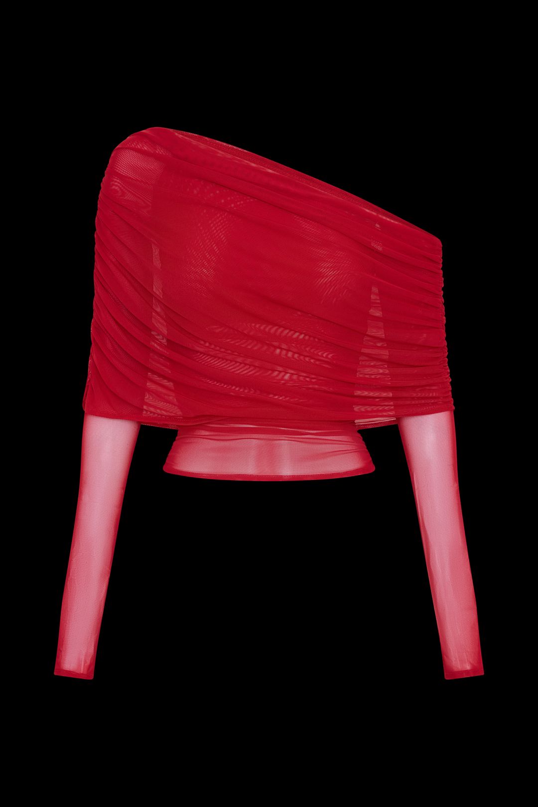Everly Sheer Mesh Off Shoulder Top - Ruby #9