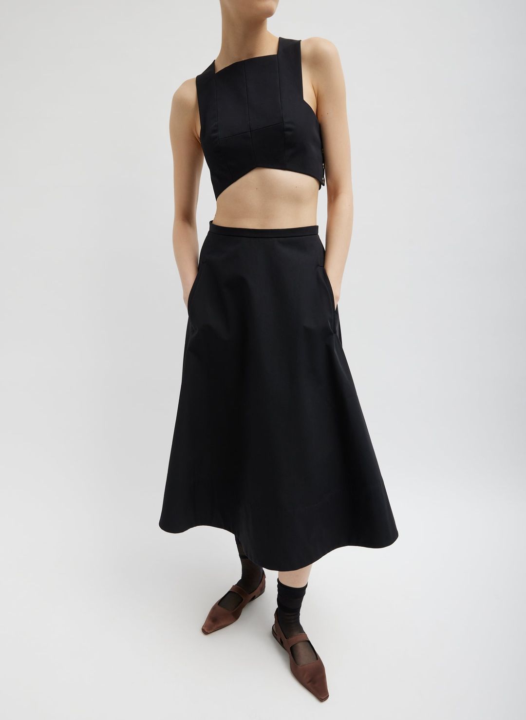 Bonded Luxe Twill Square Neck Cropped Top #2