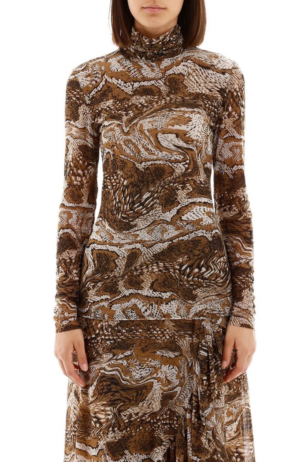 Printed Mesh Roll-Neck Top #2