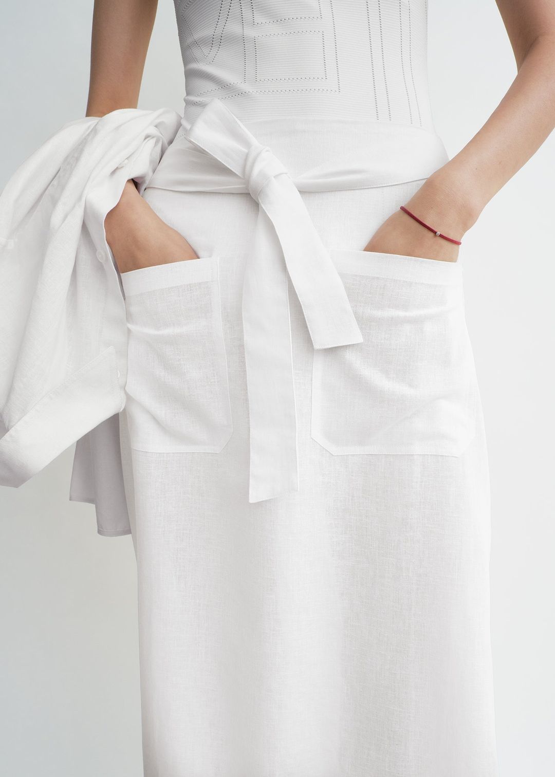 Tie-waist skirt white #4