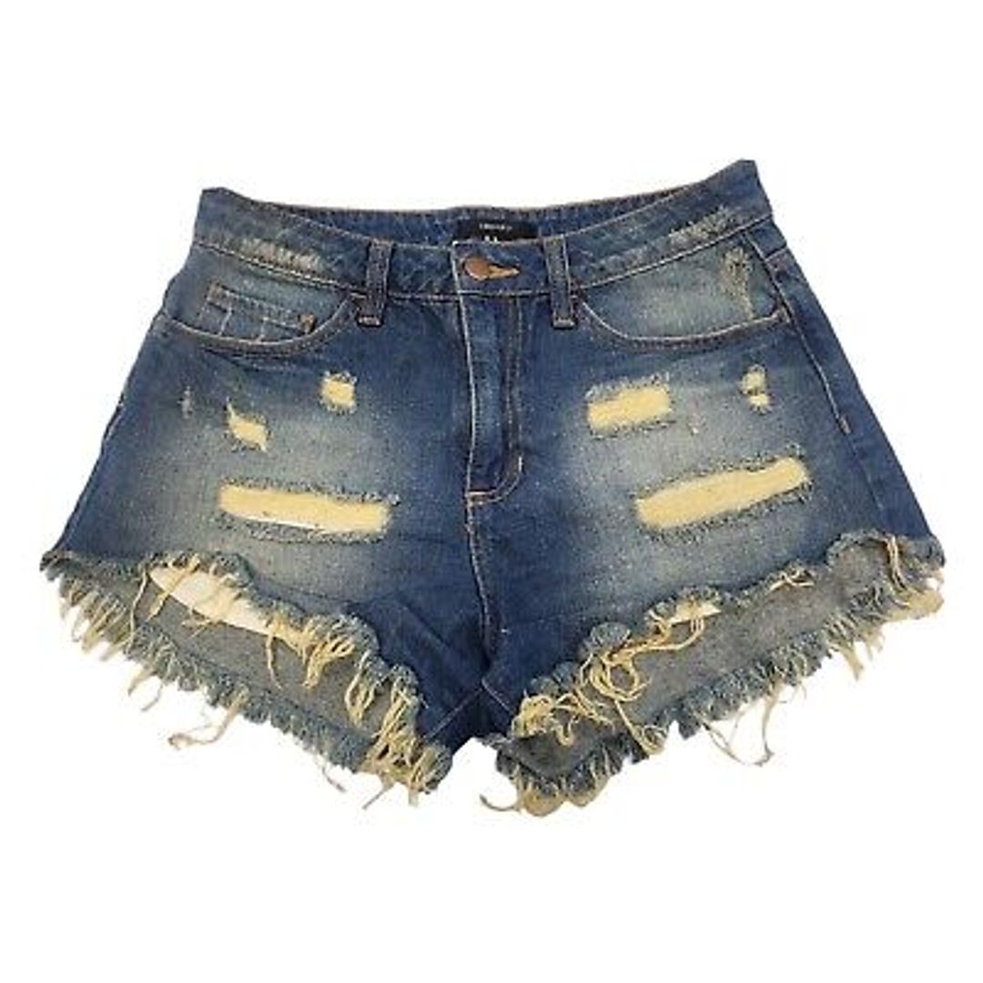 Forever 21 Blue Jean Shorts Frayed Hem #9