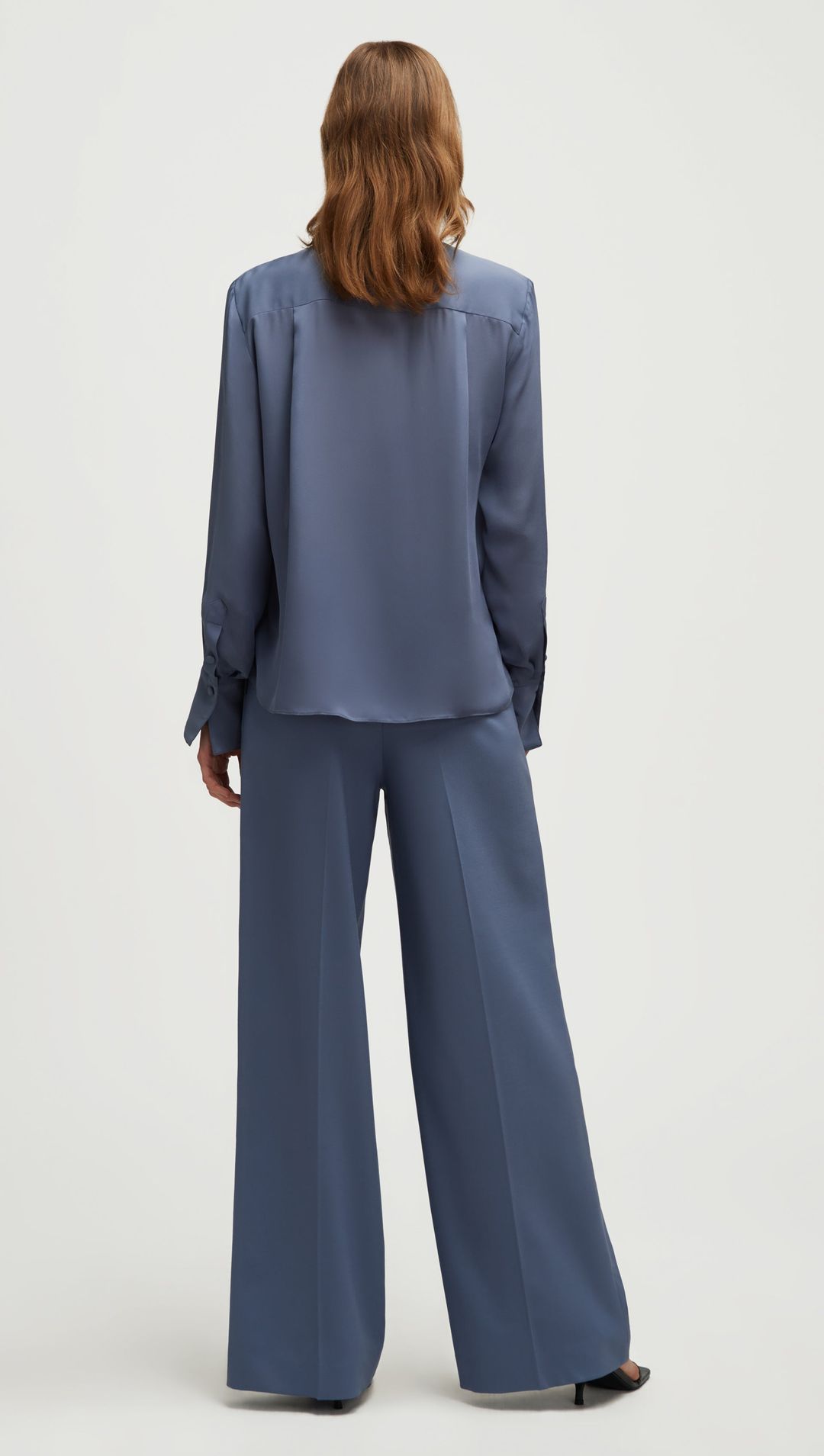 Cowl Neck Blouse in Double Georgette | Powder Blue #5