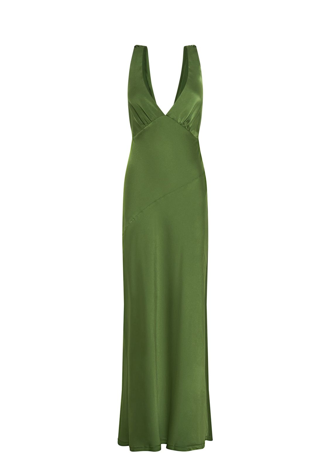 Maxi Satin Dress With Back Cowl - Emerald #11