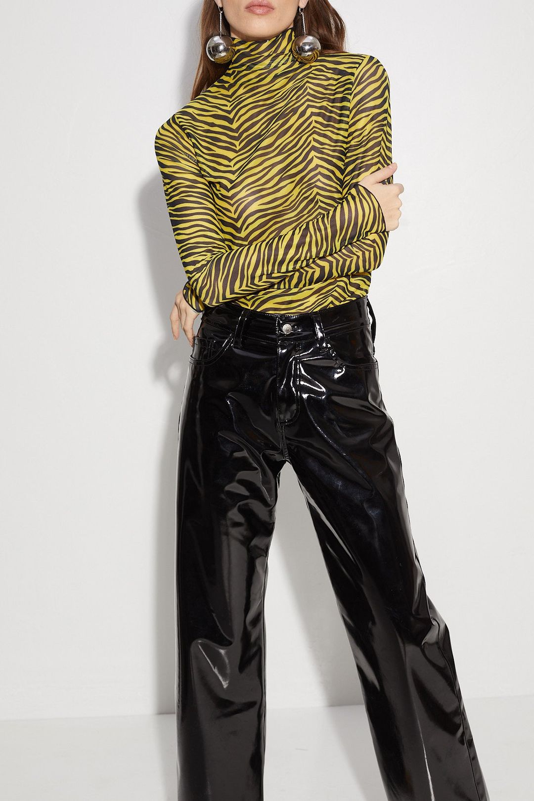 Patent Wide Leg Pant in Black #5
