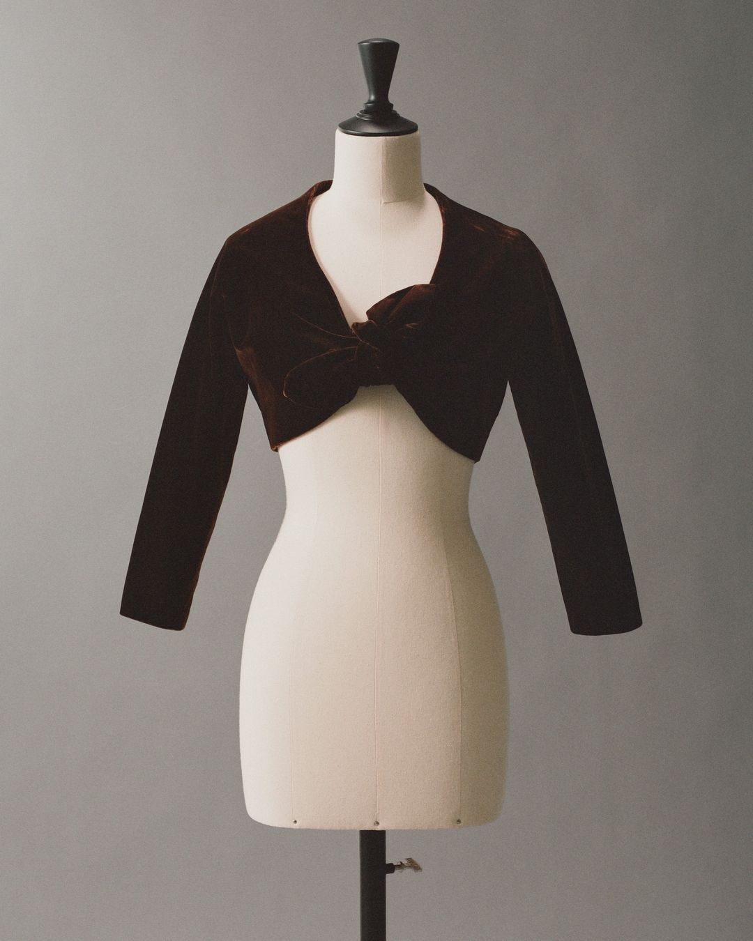 Documented Haute Coture Brown Velvet Bolero, 1950