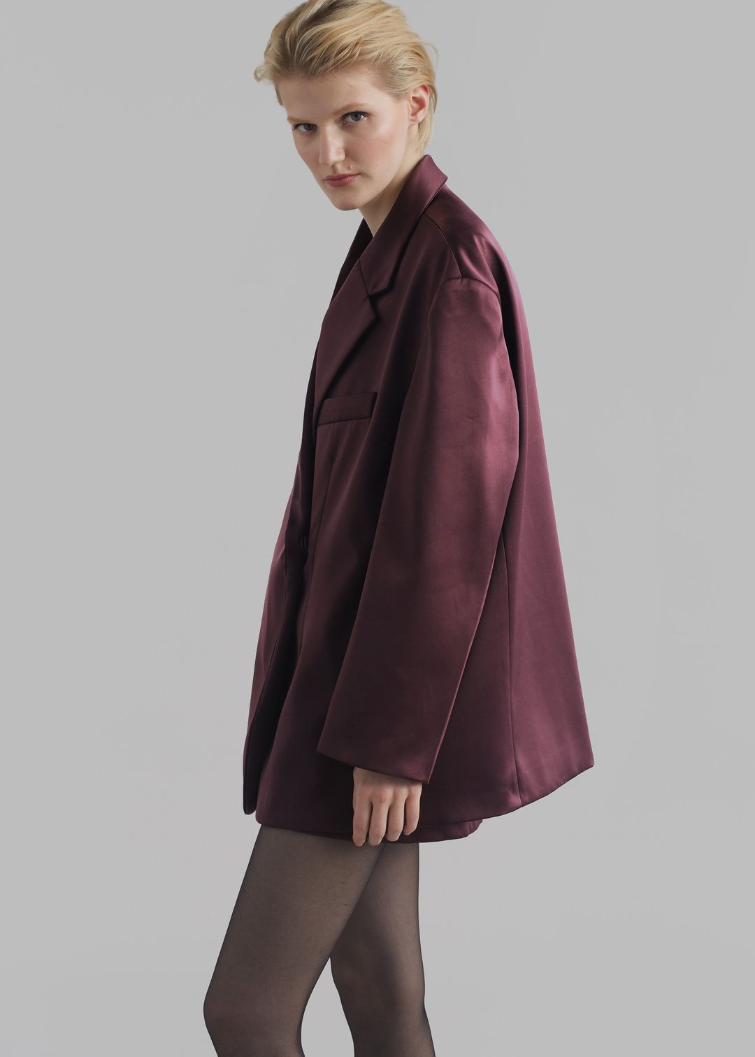 Jo Satin Blazer - Burgundy #8